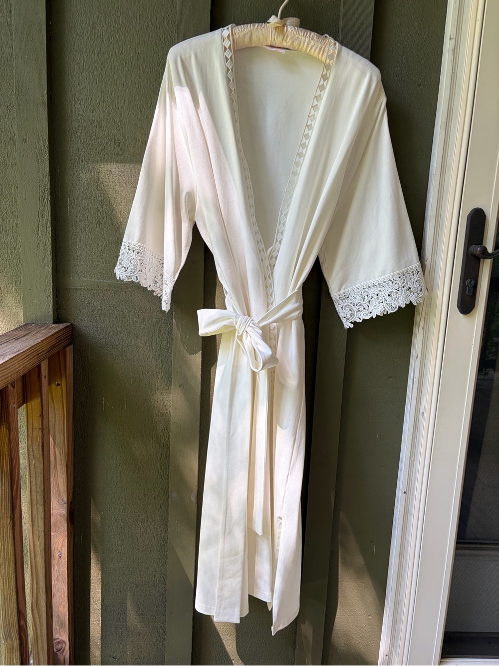 Lace Trim Ivory Robe, Wedding, Bride